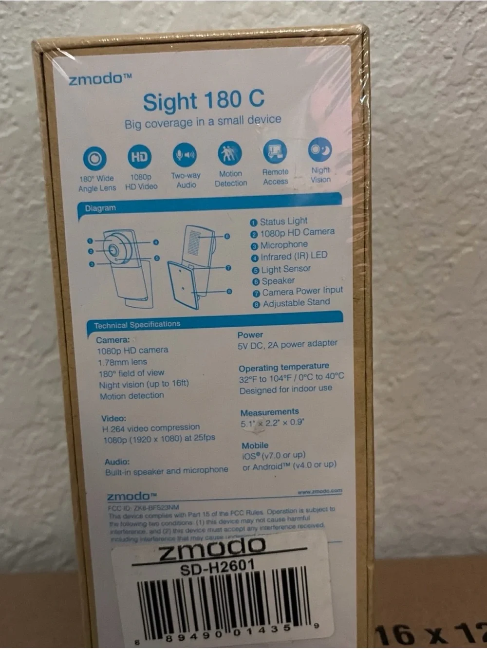 Zmodo SD-H2601 Sight 180 Degree 1080p HD Wireless Indoor Camera